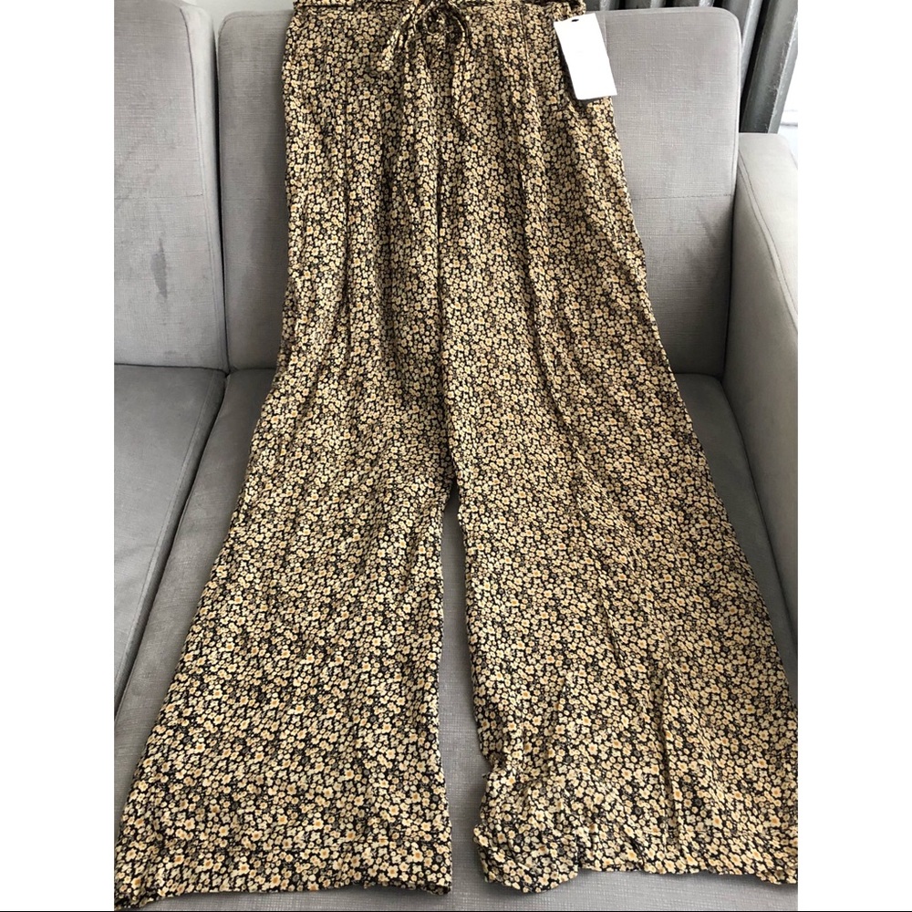 Wide leg floral pants